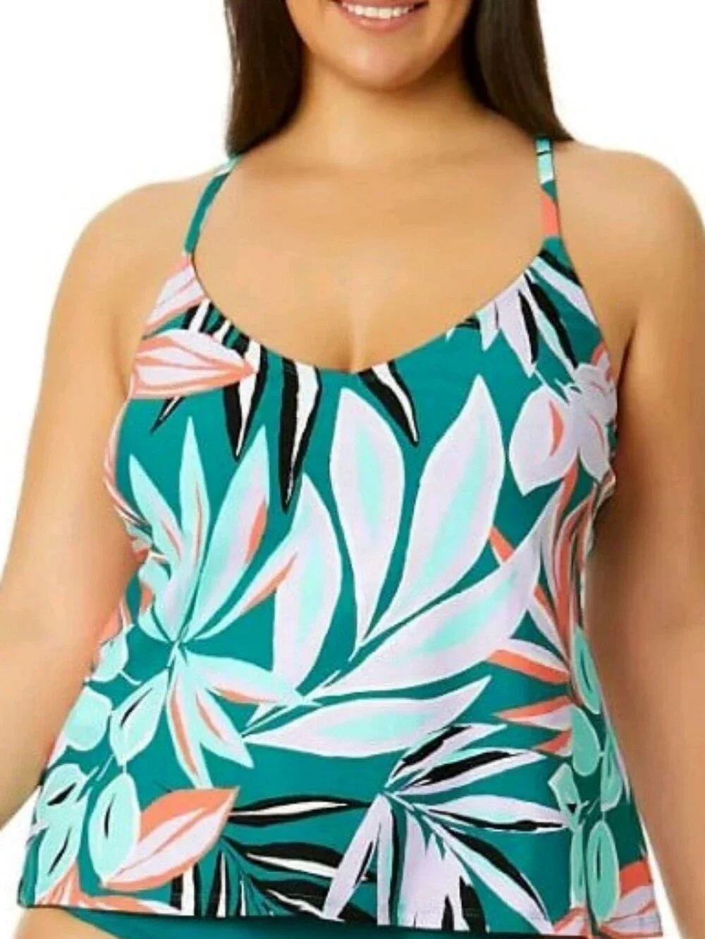 Anne Cole Easy Triangle Tankini Top Zesty Tropical XXL